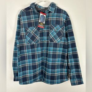 Lee Thick Flannel Shirt Jacket Bonded with Thermal Lining Mens M NWT Blue & Grey